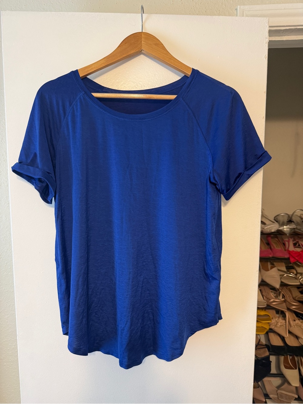 lululemon athletica Cobalt Blue Short Sleeve Scoop Neck Tee